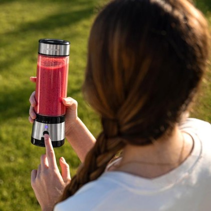 Cecotec 04396 frullatore 0,4 L Frullatore portatile 126 W Nero, Acciaio inox