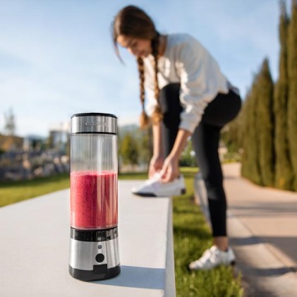 Cecotec 04396 frullatore 0,4 L Frullatore portatile 126 W Nero, Acciaio inox