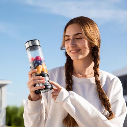 Cecotec 04396 frullatore 0,4 L Frullatore portatile 126 W Nero, Acciaio inox