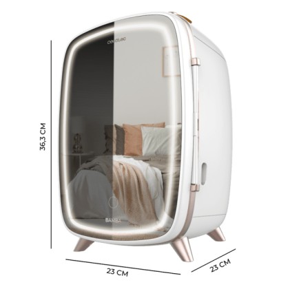 Cecotec CoolingBeauty 6000 Frigorifero cosmetico con specchio - 6 litri - Luce LED con 3 intensit&agrave; - Silenzioso - Raffreddamento fino a 10&ordm;C - Maniglia superiore - Bianco e rosa