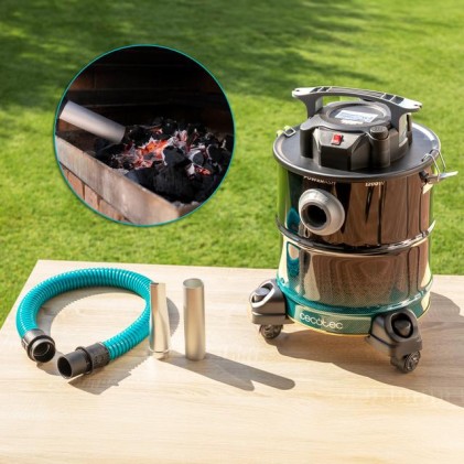 Aspirapolvere per cenere e pellet Cecotec Conga Ash 5000 - Potenza 1200W - Capacit&agrave; 20L - Aspirazione 18kPa - Ruote e maniglia - Serbatoio in acciaio inox - Bocchetta da 38mm - Nero e blu