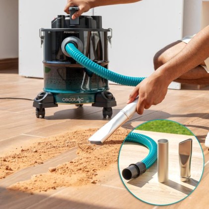 Aspirapolvere per cenere e pellet Cecotec Conga Ash 5000 - Potenza 1200W - Capacit&agrave; 20L - Aspirazione 18kPa - Ruote e maniglia - Serbatoio in acciaio inox - Bocchetta da 38mm - Nero e blu