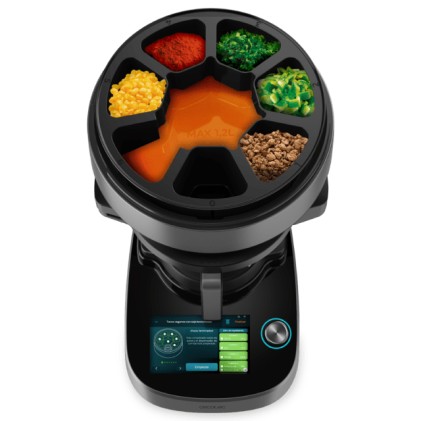 Robot da cucina Cecotec Mambo CooKing Victory con dispenser automatico di cibo - Brocca in acciaio inox da 4,5 litri - Touch screen da 7" - Ricettario - Vaporiera - Nero e grigio