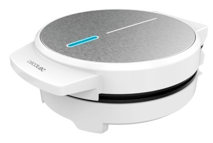 Piastra per waffle Cecotec Fun Gofrestone - Potenza 1000W - Rivestimento antiaderente - Piastra circolare da 19 cm - Spia luminosa - Materiale in acciaio inossidabile - Base antiscivolo - Bianca