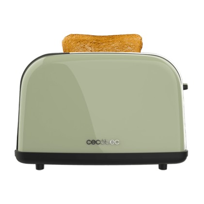 Cecotec Toastin' Time 850 Tostadora de Doble Ranura - 850W - Ranura Ancha - Acero Inoxidable - Autocentrado - Bandeja Recogemigas Extraible - Color Menta