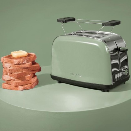 Cecotec Toastin' Time 850 Tostadora de Doble Ranura - 850W - Ranura Ancha - Acero Inoxidable - Autocentrado - Bandeja Recogemigas Extraible - Color Menta