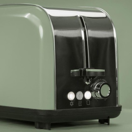 Cecotec Toastin' Time 850 Tostadora de Doble Ranura - 850W - Ranura Ancha - Acero Inoxidable - Autocentrado - Bandeja Recogemigas Extraible - Color Menta