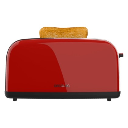 Cecotec Toastin' Time 850 Tostadora de Ranura Larga - 850W - Ranura Ancha - Acero Inoxidable - Apagado y Pop-Up Automatico - Autocentrado - 7 Niveles de Tostado - Color Rojo