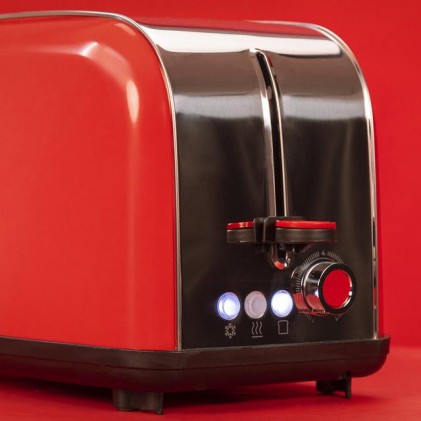Cecotec Toastin' Time 1500 Tostadora de Doble Ranura Larga - 1500W - Ranura Ancha hasta 3.8cm - Acero Inoxidable - Apagado Automatico - Sistema de Autocentrado - 7 Niveles de Tostado - Color Rojo