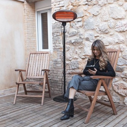 Riscaldatore da esterno Cecotec Ready Warm 8100 Power Quartz 2000W - Riscaldatore alogeno al quarzo - Montaggio a parete o pavimento - IPX4 - 3 livelli di potenza - Altezza e inclinazione regolabili