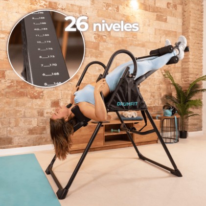 Panca per inversione Cecotec Drumfit Inversion 1800 - Supporta fino a 120 kg - Include accessori - Pieghevole - Altezza regolabile - Livelli multipli - Nero