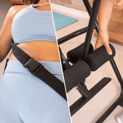 Panca per inversione Cecotec Drumfit Inversion 1800 - Supporta fino a 120 kg - Include accessori - Pieghevole - Altezza regolabile - Livelli multipli - Nero