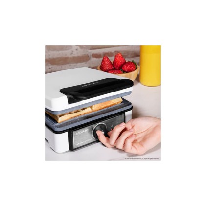 Cecotec Fun Gofrestone Piastra per waffle doppia 1200W - Capacit&agrave; per 2 waffle - Rivestimento antiaderente RockStone - Termostato regolabile - Waffle di grande formato