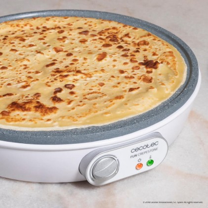 Cecotec Fun Crepestone Crepiera elettrica 1000 W - Rivestimento antiaderente RockStone - Potenza regolabile - Diametro 30,5 cm - Rullo stenditore e spatola inclusi