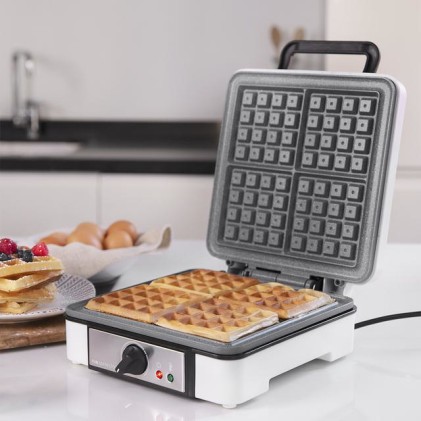 Cecotec 08017 piastra per waffle 4 waffle 1200 W Acciaio inox, Bianco