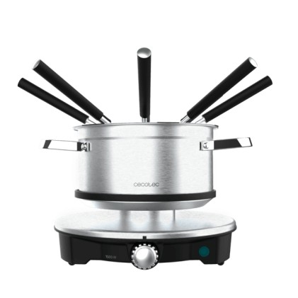 Cecotec Fun Gourmet Fondue Advance Fonduta elettrica - 1500W - Acciaio inossidabile - Termostato - Capacit&agrave; 1,7L - 8 forchette - Pentola antiaderente - Lavabile in lavastoviglie - Coperchio con protezione antispruzzo