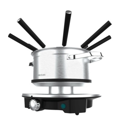 Cecotec Fun Gourmet Fondue Advance Fonduta elettrica - 1500W - Acciaio inossidabile - Termostato - Capacit&agrave; 1,7L - 8 forchette - Pentola antiaderente - Lavabile in lavastoviglie - Coperchio con protezione antispruzzo