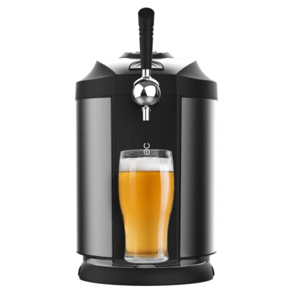 Distributore di birra Cecotec BeerFlow Steel 5000 - 65W - Compatibile con fusti da 5L - Temperatura da 2 a 12&deg;C - Indicatore LED - Vassoio raccogligocce rimovibile - Base antiscivolo - Nero e grigio