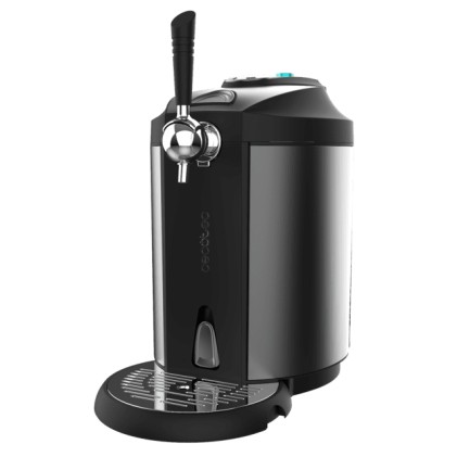 Distributore di birra Cecotec BeerFlow Steel 5000 - 65W - Compatibile con fusti da 5L - Temperatura da 2 a 12&deg;C - Indicatore LED - Vassoio raccogligocce rimovibile - Base antiscivolo - Nero e grigio