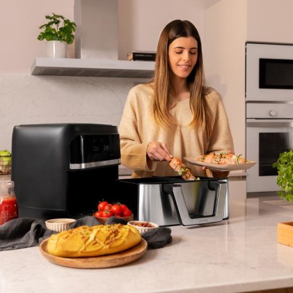 Cecotec Cecofry Dual 9000 Singolo 9 L Indipendente 2850 W Friggitrice ad aria calda Nero, Acciaio inox