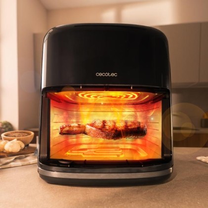 Cecotec Cecofry and Grill Smokin'Prime 6500 Freidora de Aire con Doble Resistencia - 2200W - Capacidad 6.5L - Temperatura Regulable - Grill - Ahumador - Ventana de Visualizacion - Color Negro
