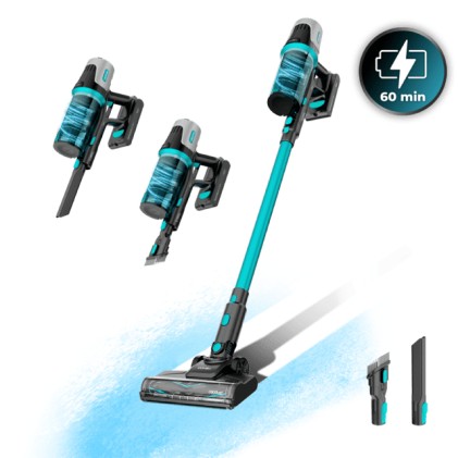 Cecotec A01_EU01_102266 scopa elettrica Aspirapolvere a bastone 2 in 1 Batteria Ciclonico Senza sacchetto 0,6 L 215 W Nero, Blu 2,6 Ah