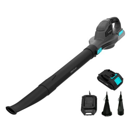 Soffiatore per foglie a batteria Cecotec AirForce 2500 Agile - Batteria da 21 V 2 Ah - Diverse velocit&agrave; - Accessori inclusi - Velocit&agrave; fino a 241 km/h - Grigio scuro