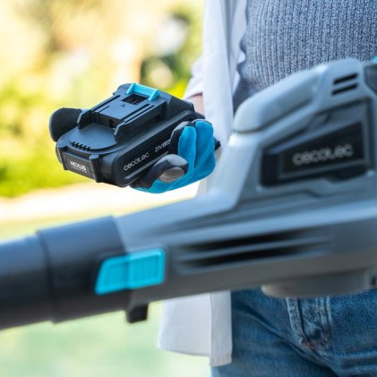 Soffiatore per foglie a batteria Cecotec AirForce 2500 Agile - Batteria da 21 V 2 Ah - Diverse velocit&agrave; - Accessori inclusi - Velocit&agrave; fino a 241 km/h - Grigio scuro