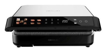 Cecotec Rock'nGrill 2000 PerfectCook Parrilla Electrica con Sonda de Temperatura Inteligente - 2000W - Placas Desmontables - Acabado en Acero Inoxidable - Bandeja Recogegrasas - 30x23cm - Color Negro