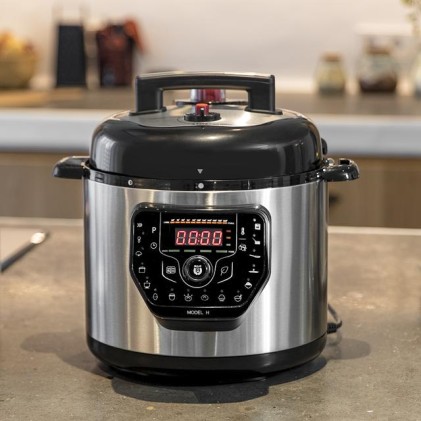 Pentola a pressione elettrica Cecotec GM H 6L - Programmabile - Pentola antiaderente - Multifunzionale - Include ricettario - Accessori inclusi - Modalit&agrave; preimpostate - Nero e argento