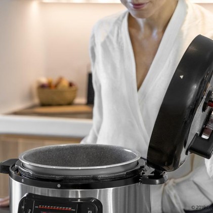Pentola a pressione elettrica Cecotec GM H 6L - Programmabile - Pentola antiaderente - Multifunzionale - Include ricettario - Accessori inclusi - Modalit&agrave; preimpostate - Nero e argento