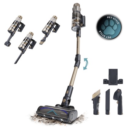 Cecotec Conga Rockstar RS90 Pet Flex Aspirapolvere elettrica Batteria Secco Sacchetto per la polvere 0,5 L 600 W Nero, Blu 2500 Ah