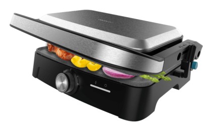 Cecotec Rock'nGrill 1500 Full Open Parrilla Electrica - 1500W - Temperatura Regulable - Antiadherente - Apertura 180Вє - Bandeja Recogegrasas - Superficie Cocinado 281x173mm - Color Acero