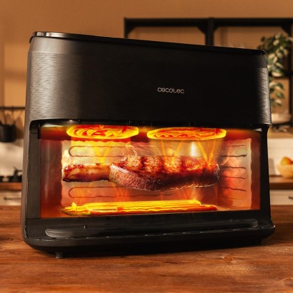 Cecotec Cecofry and Grill Smokin' 11000 Plus Freidora de Aire - 2900W - Capacidad 11L - Temperatura Regulable hasta 200ВєC - Ahumador Integrado - Ventana de Visualizacion - Color Negro