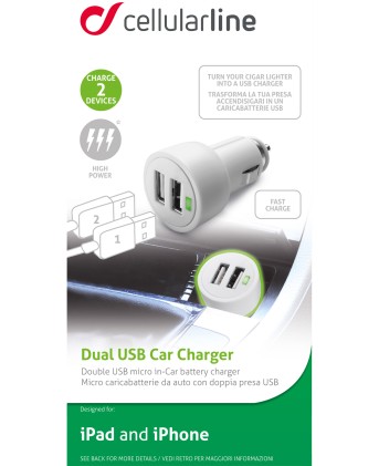 Caricabatterie Cellular Line Microcbrusbduaipad Dual Usb Car Charger