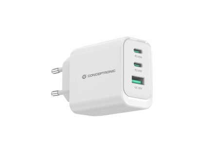 Alimentatore 65W Gan 3 Porte W 2*Usb C+1*Usb A Qc+Pd3.0