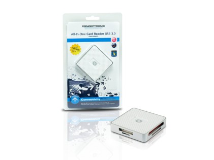 Conceptronic CMULTIRWU3 lettore di schede USB 3.2 Gen 1 (3.1 Gen 1) Argento, Bianco