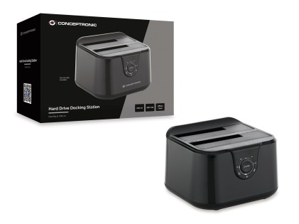 Conceptronic DDE02B docking station per unit&agrave; di archiviazione USB 3.2 Gen 1 (3.1 Gen 1) Type-B Nero