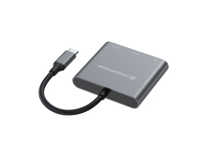Conceptronic DONN01G replicatore di porte e docking station per laptop USB 3.2 Gen 1 (3.1 Gen 1) Type-C Nero, Grigio