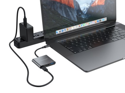 Conceptronic DONN01G replicatore di porte e docking station per laptop USB 3.2 Gen 1 (3.1 Gen 1) Type-C Nero, Grigio