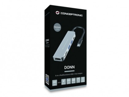 Conceptronic DONN02G hub di interfaccia USB 3.2 Gen 1 (3.1 Gen 1) Type-C 5000 Mbit/s Alluminio