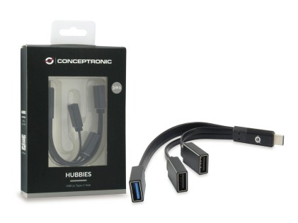 Conceptronic HUBBIES01B hub di interfaccia USB 3.2 Gen 2 (3.1 Gen 2) Type-C 5000 Mbit/s Nero
