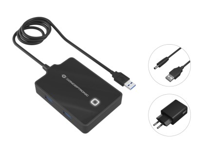 Conceptronic HUBBIES11BP hub di interfaccia USB 3.2 Gen 1 (3.1 Gen 1) Type-A 5000 Mbit/s Nero