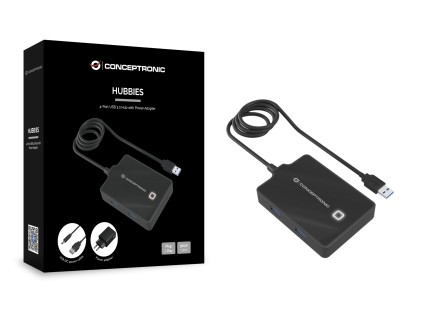 Conceptronic HUBBIES11BP hub di interfaccia USB 3.2 Gen 1 (3.1 Gen 1) Type-A 5000 Mbit/s Nero