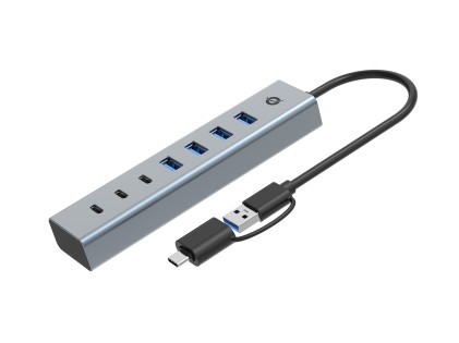 Hub Usb 3.2 7 Porte Bk (Alluminio) 4*Usb A/2*Usb C + Alimentatore