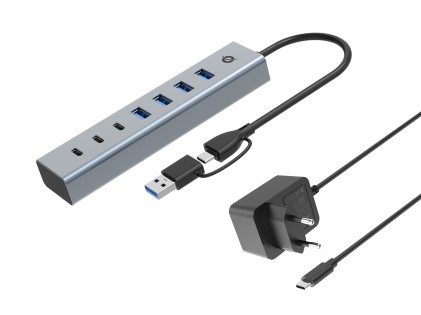 Hub Usb 3.2 7 Porte Bk (Alluminio) 4*Usb A/2*Usb C + Alimentatore