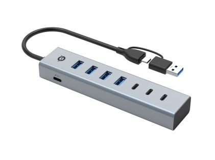 Hub Usb 3.2 7 Porte Bk (Alluminio) 4*Usb A/2*Usb C + Alimentatore
