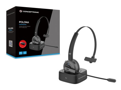 Conceptronic POLONA03BD cuffia e auricolare Wireless A Padiglione Ufficio Bluetooth Base di ricarica Nero