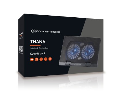 Conceptronic THANA02B base di raffreddamento per notebook 43,2 cm (17") Nero