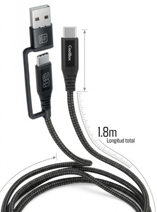 CoolBox COO-CAB-UAC-60W cavo USB USB 3.2 Gen 2 (3.1 Gen 2) 1,8 m USB A/USB C USB C